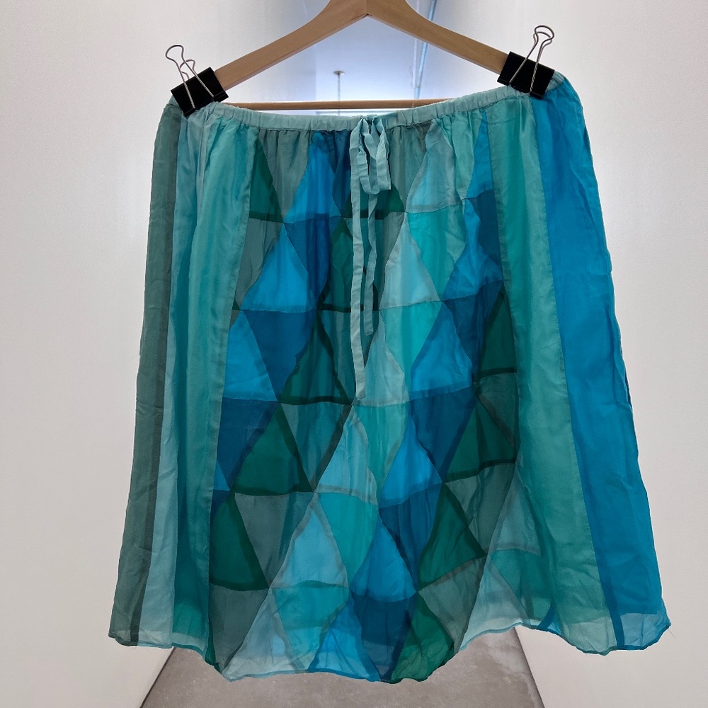 blue and green skirt